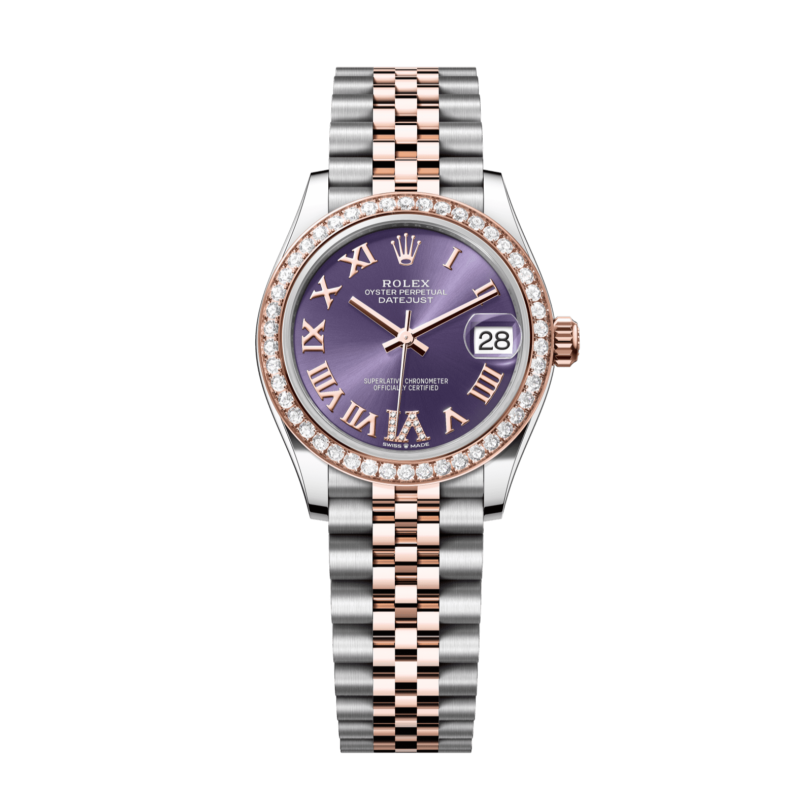 Rolex Datejust 31mm Aubergine Diamond Dial Oystersteel & Everose Gold 278381rbr-0020 - WATCHXNYC