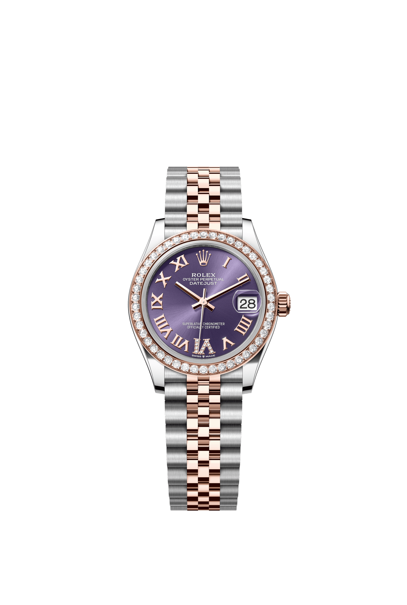 Rolex Datejust 31mm Aubergine Diamond Dial Oystersteel & Everose Gold 278381RBR - WATCHXNYC