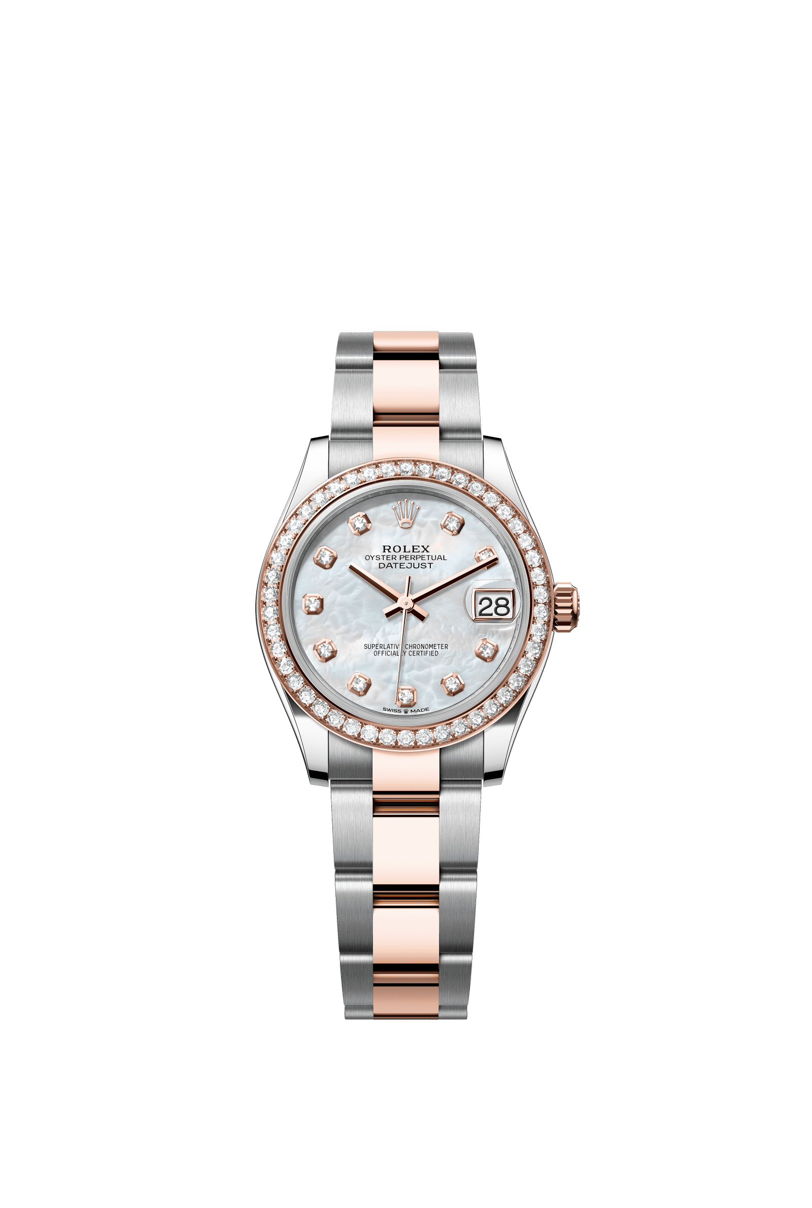Rolex Datejust 31mm White Mother-Of-Pearl Diamond Dial Oystersteel & Everose Gold 278381RBR - WATCHXNYC