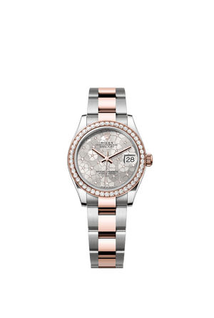 Rolex Datejust 31mm Silver Floral-Motif Diamond Dial Oystersteel & Everose Gold m278381rbr-0031