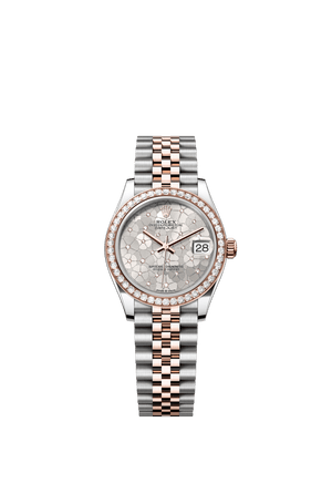 Rolex Datejust 31mm Silver Floral-Motif Diamond Dial Oystersteel & Everose Gold m278381rbr-0032