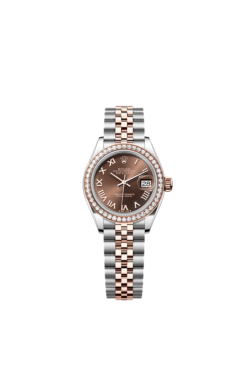 Rolex Lady-Datejust 28mm Chocolate Dial Oystersteel & Everose Gold 279381RBR - WATCHXNYC