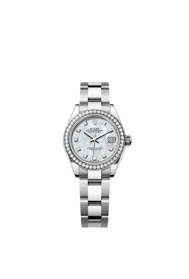Rolex Lady-Datejust 28mm White Diamonds Dial Oystersteel & White Gold 279384RBR - WATCHXNYC