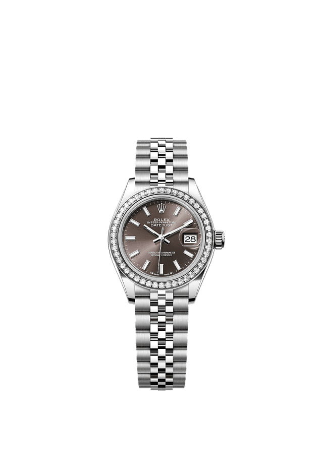 Rolex Lady-Datejust 28mm Dark Grey Dial Oystersteel & White Gold 279384RBR - WATCHXNYC