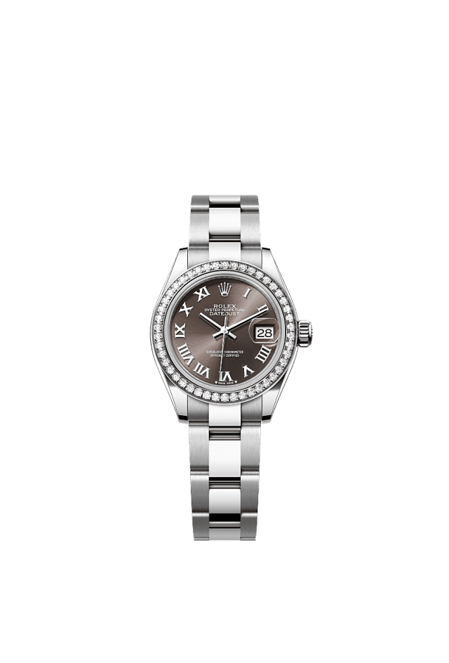 Rolex Lady-Datejust 28mm Dark Grey Dial Oystersteel & White Gold 279384RBR - WATCHXNYC