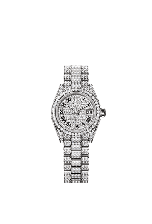 Rolex Lady-Datejust 28mm Diamond-Paved Dial White Gold & Diamonds 279459RBR - WATCHXNYC