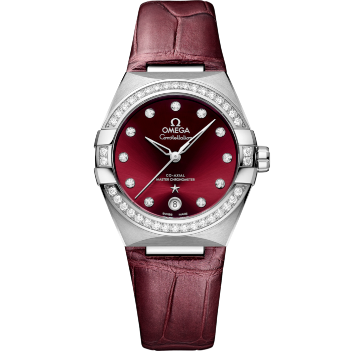 Omega Constellation 36mm Red Diamond Dial Steel 131.18.36.20.61.001 - WATCHXNYC