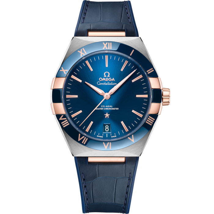 Omega Constellation 41mm Blue Dial Steel & Sedna Gold 131.23.41.21.03.001 - WATCHXNYC