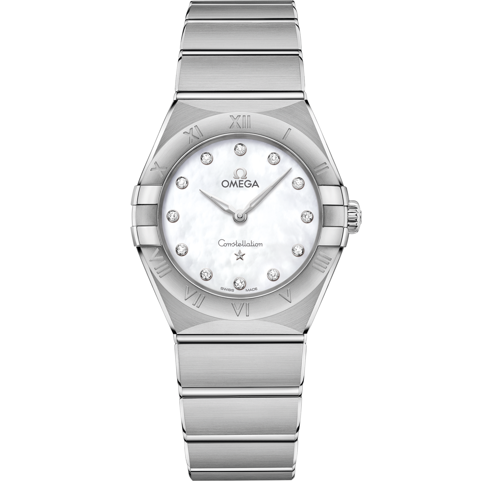 Omega Constellation 28 mm White Dial with Diamonds Stainless Steel Bra