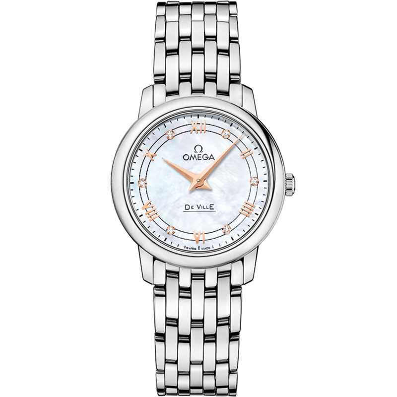 Omega De Ville Prestige 27.4 mm White Dial Stainless Steel Bracelet 424.10.27.60.55.001