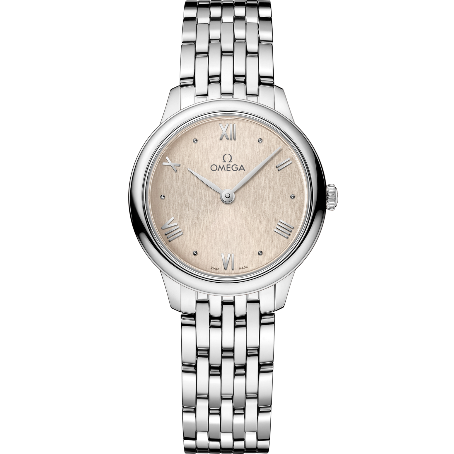 Omega De Ville Prestige 27.5 mm Linen Dial Stainless Steel Bracelet 434.10.28.60.09.001