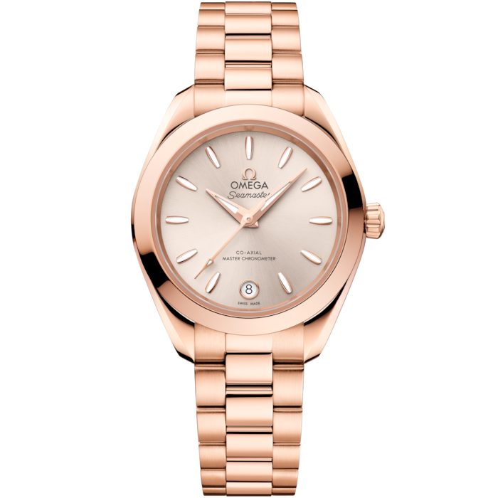 Omega Seamaster Aqua Terra 30mm Linen Dial Sedna Gold 220.50.30.20.09.001 - WATCHXNYC