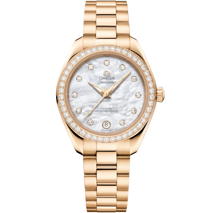 Omega Seamaster Aqua Terra 30mm White Diamond Dial Moonshine Gold 220.55.30.20.55.001 - WATCHXNYC