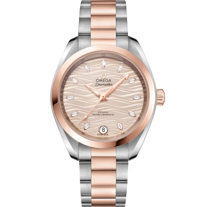 Omega Seamaster Aqua Terra 34mm Grey Dial Steel & Sedna Gold 220.20.34.20.59.001 - WATCHXNYC