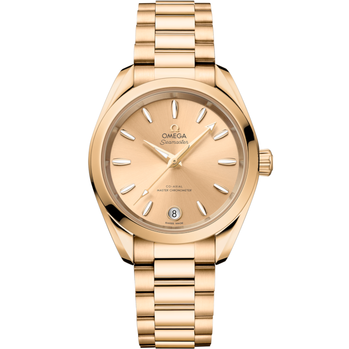 Omega Seamaster Aqua Terra Shades 34mm Yellow Dial Moonshine Gold 220.50.34.20.08.001 - WATCHXNYC