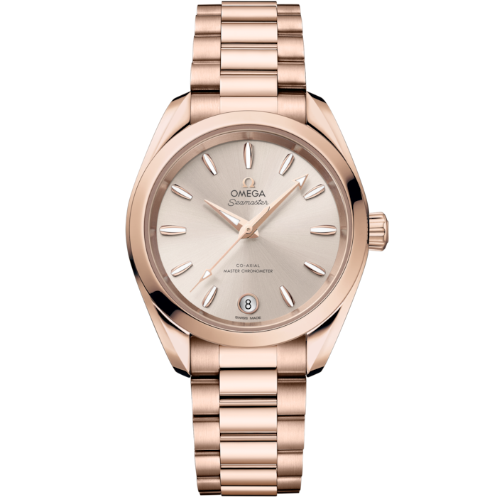 Omega Seamaster Aqua Terra Shades 34mm Linen Dial Sedna Gold 220.50.34.20.09.001 - WATCHXNYC