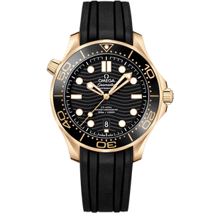 Omega Seamaster Diver 300M 42mm Black dial Moonshine gold rubber strap 210.62.42.20.01.003