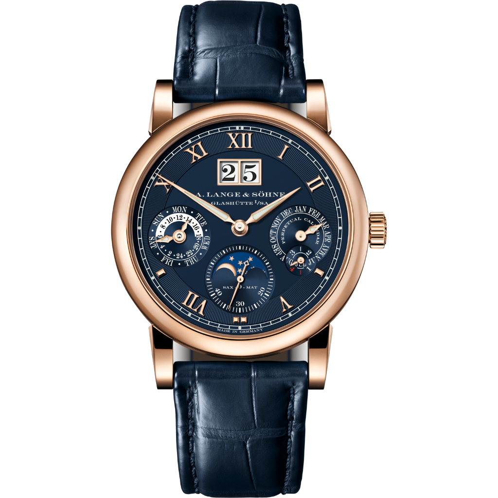 A. Lange & Sohne LANGEMATIK PERPETUAL 38.5 mm Dark Blue  Dial 18-Carat Pink Gold   Leather Strap 310.037 E / LSLS3104AM - WATCHXNYC