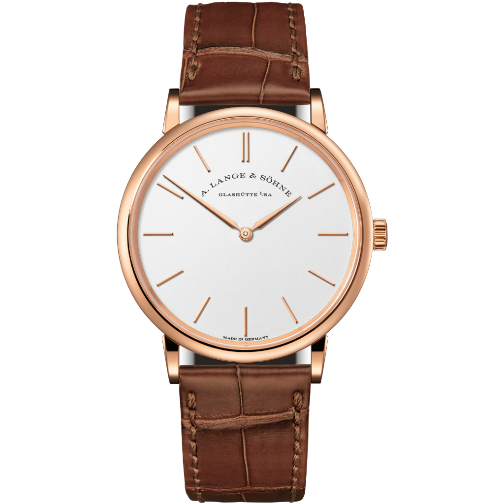 A. Lange & Sohne SAXONIA THIN 37 mm Silver Dial 18-Carat Pink Gold   Leather Strap 201.033 / LSLS2014AG - WATCHXNYC