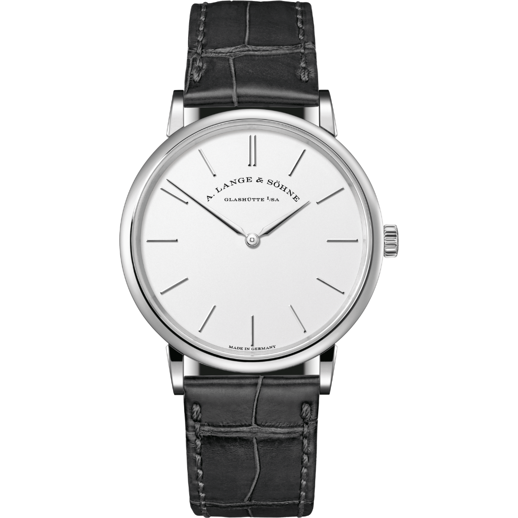 A. Lange & Sohne SAXONIA THIN 37 mm Silver Dial 18-Carat White Gold   Leather Strap 201.027 / LSLS2013AM - WATCHXNYC