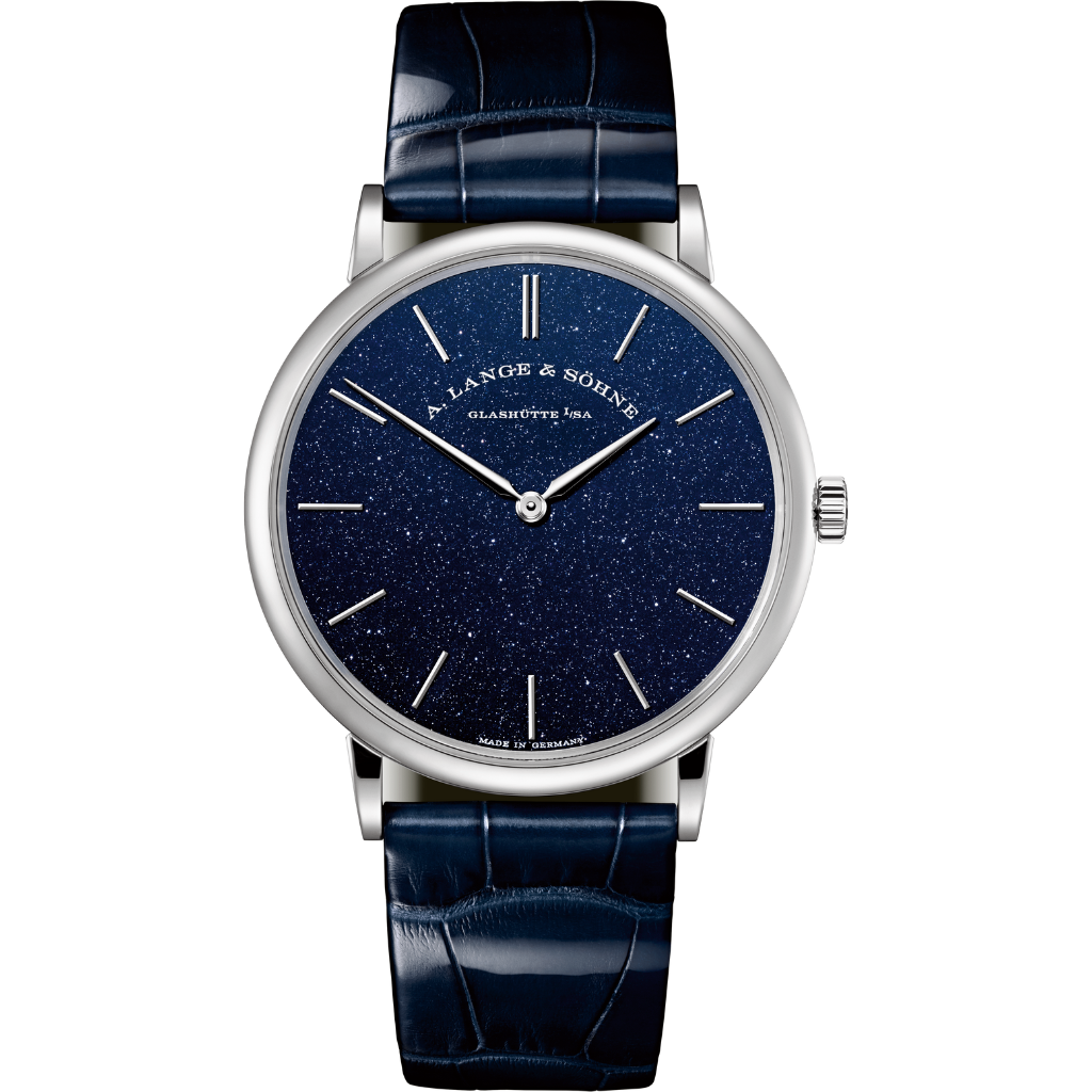 A. Lange & Sohne SAXONIA THIN 39 mm Blue Dial 18-Carat White Gold   Leather Strap 205.086 / LSLS2053AX - WATCHXNYC