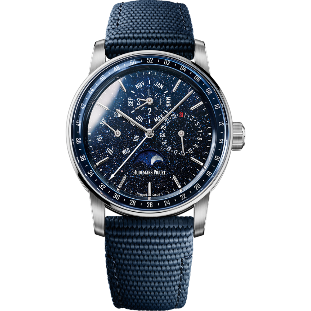 Audemars Piguet Code 11.59 by Audemars Piguet Perpetual Calendar 41 mm Blue  Dial 18-Carat White Gold Rubber-Coated Strap 26394BC.OO.D027KB.01 - WATCHXNYC