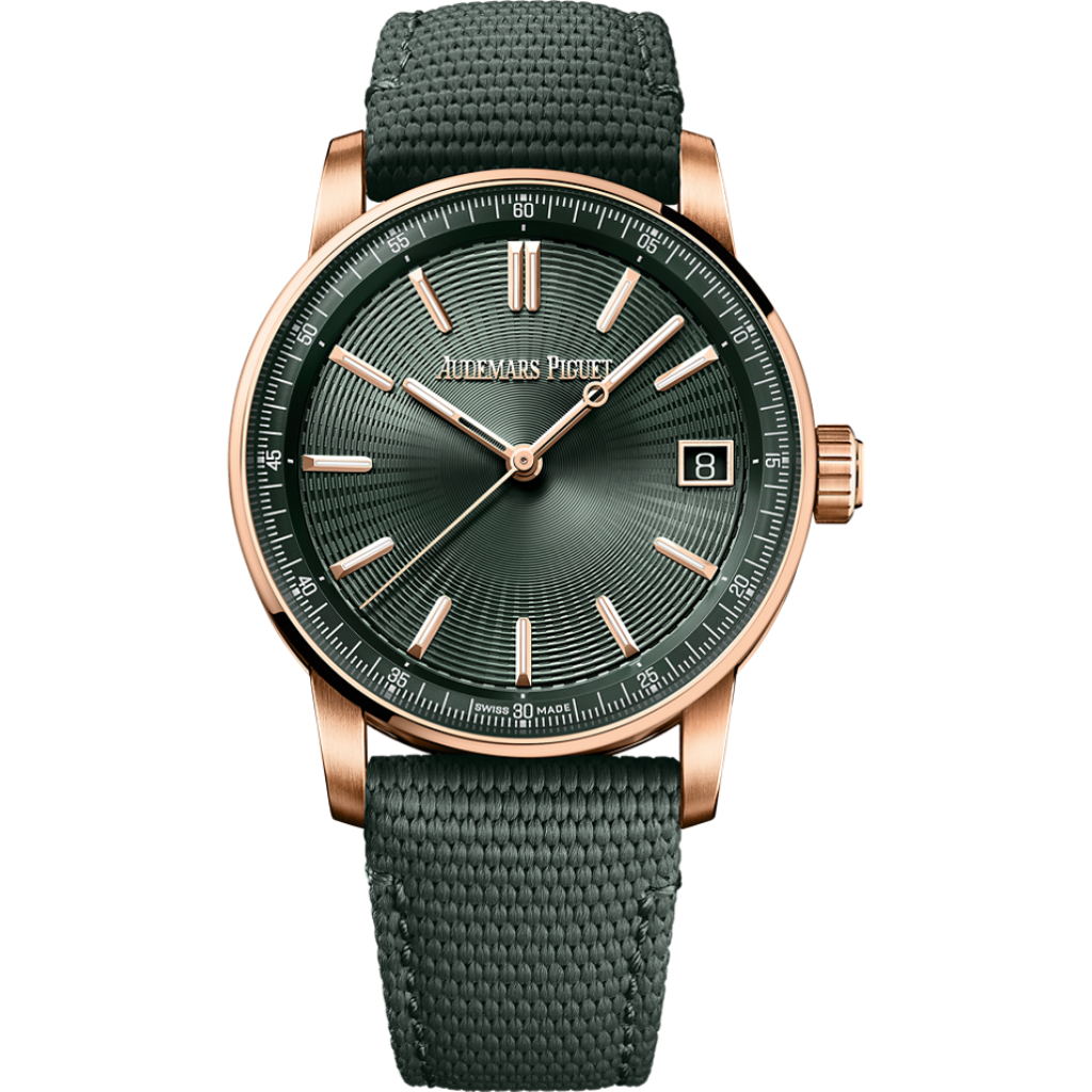 Audemars Piguet Code 11.59 by Audemars Piguet Selfwinding 41 mm Green  Dial 18-Carat Pink Gold Rubber-Coated Strap  15210OR.OO.A056KB.01 - WATCHXNYC