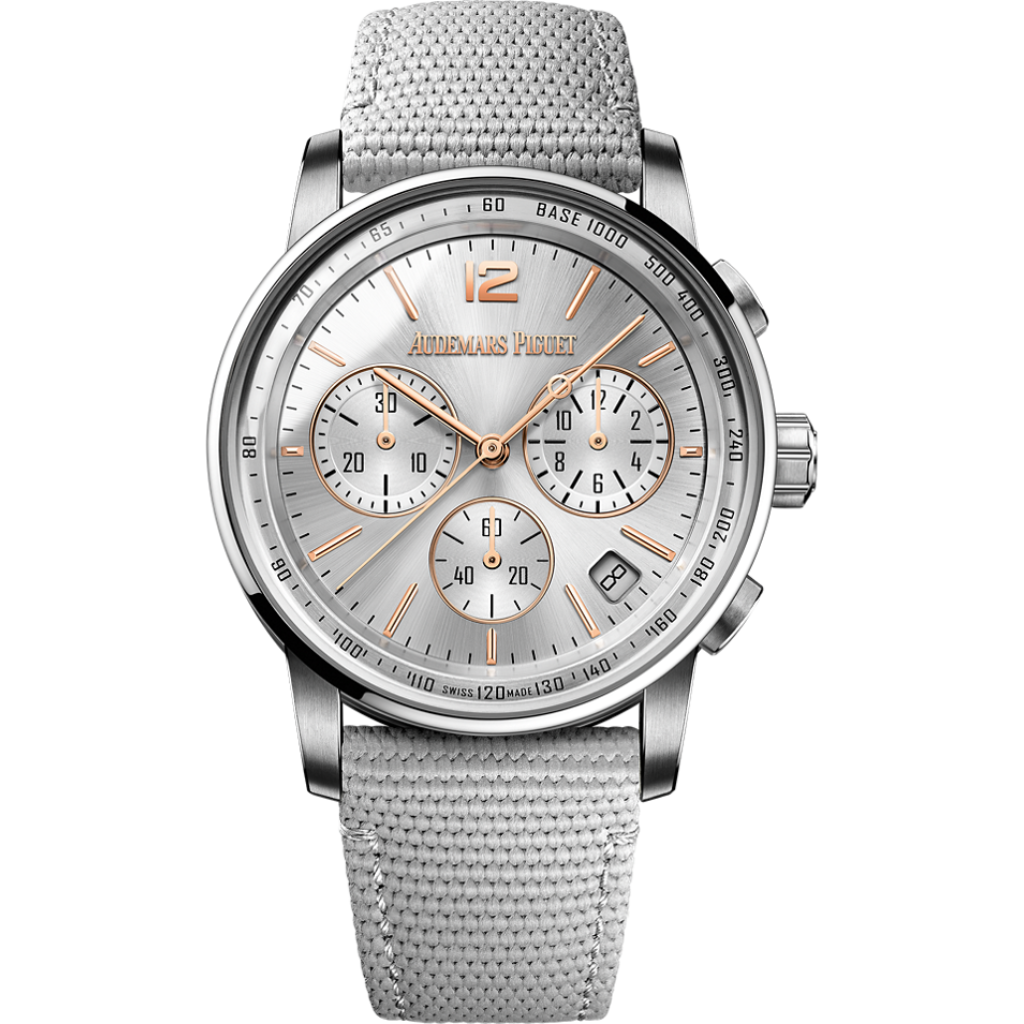 Audemars Piguet Code 11.59 by Audemars Piguet Selfwinding Chronograph 41 mm Grey Dial 18-Carat Pink Gold Rubber-Coated Strap 26393CR.OO.A008KB.01 - WATCHXNYC