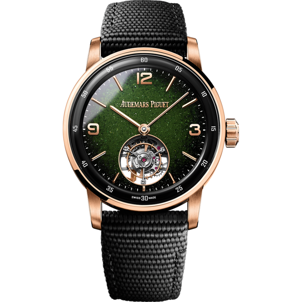 Audemars Piguet Code 11.59 by Audemars Piguet Selfwinding Flying Tourbillon  41 mm Green  Dial Ceramic Rubber-Coated Strap 26396NR.OO.D002KB.01 - WATCHXNYC