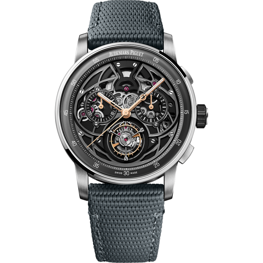 Audemars Piguet Code 11.59 by Audemars Piguet Selfwinding Flying Tourbillon Chronograph 41 mm Dark Grey Dial Ceramic Rubber-Coated Strap 26399NB.OO.D009KB.01 - WATCHXNYC