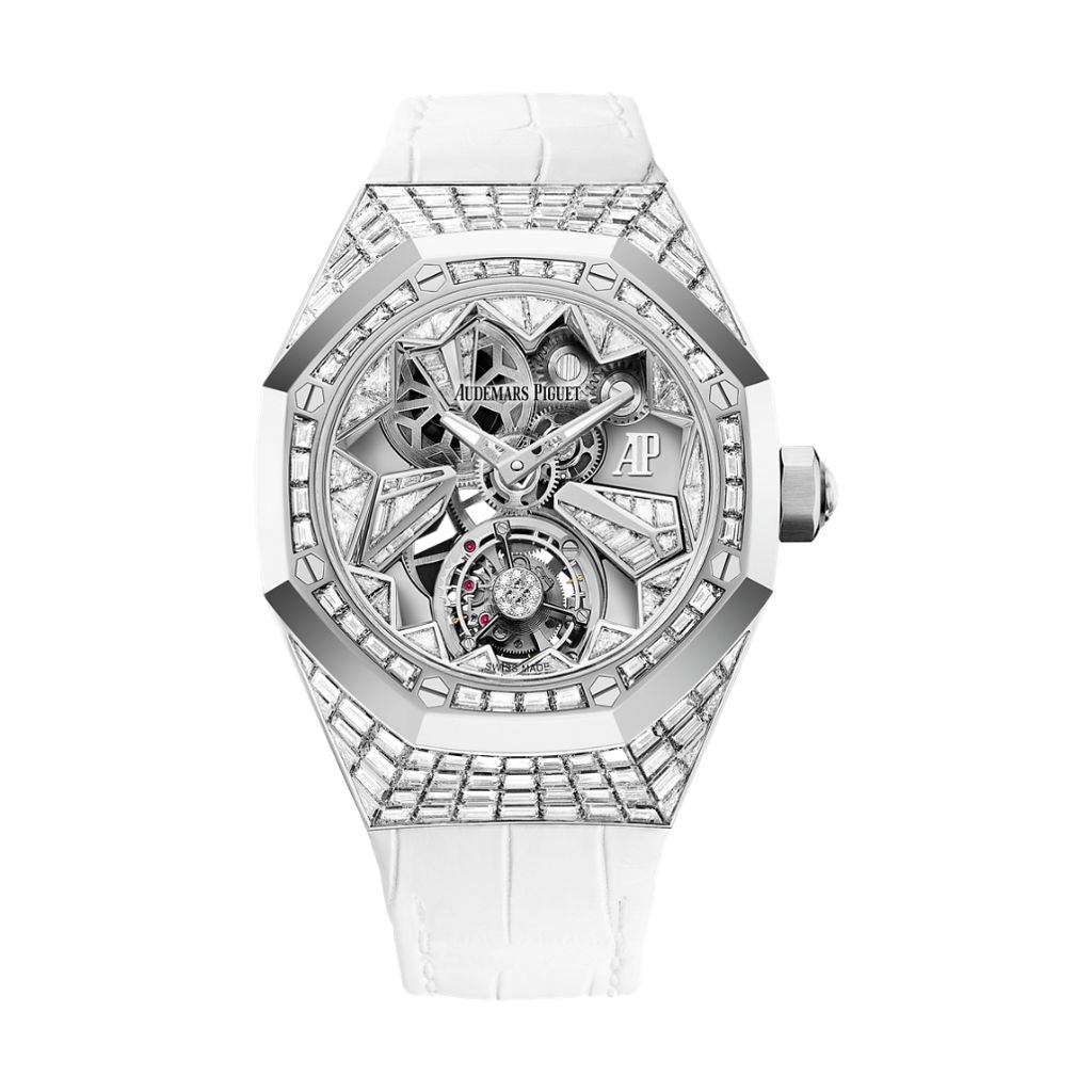 Audemars Piguet Royal Oak Concept Flying Tourbillon 38.5 mm Transparent Dial with Diamonds 18-Carat White Gold   Strap 26228BC.ZZ.D011CR.01 - WATCHXNYC