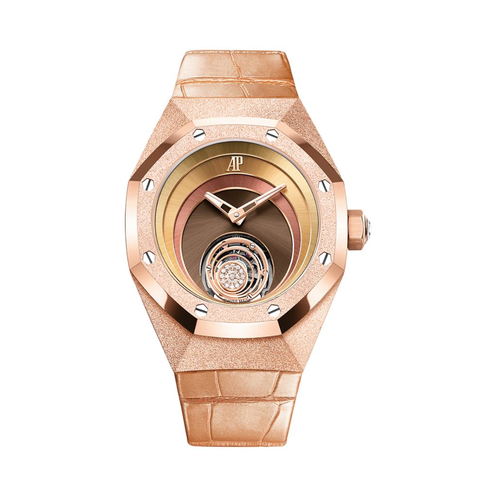 Audemars Piguet Royal Oak Concept Flying Tourbillon Tamara Ralph 38.5 mm Satin Brown Dial with Diamonds 18-Carat Pink Gold   Strap 26630OR.GG.D626CR.01 - WATCHXNYC