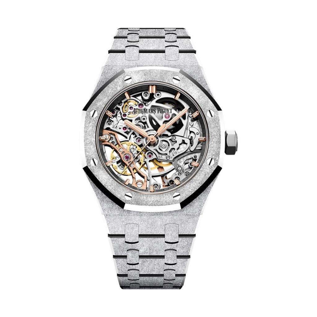 Audemars Piguet Royal Oak Double Balance Wheel Openworked 37 mm Transparent Dial 18-Carat White Gold Bracelet 15466BC.GG.1259BC.01 - WATCHXNYC