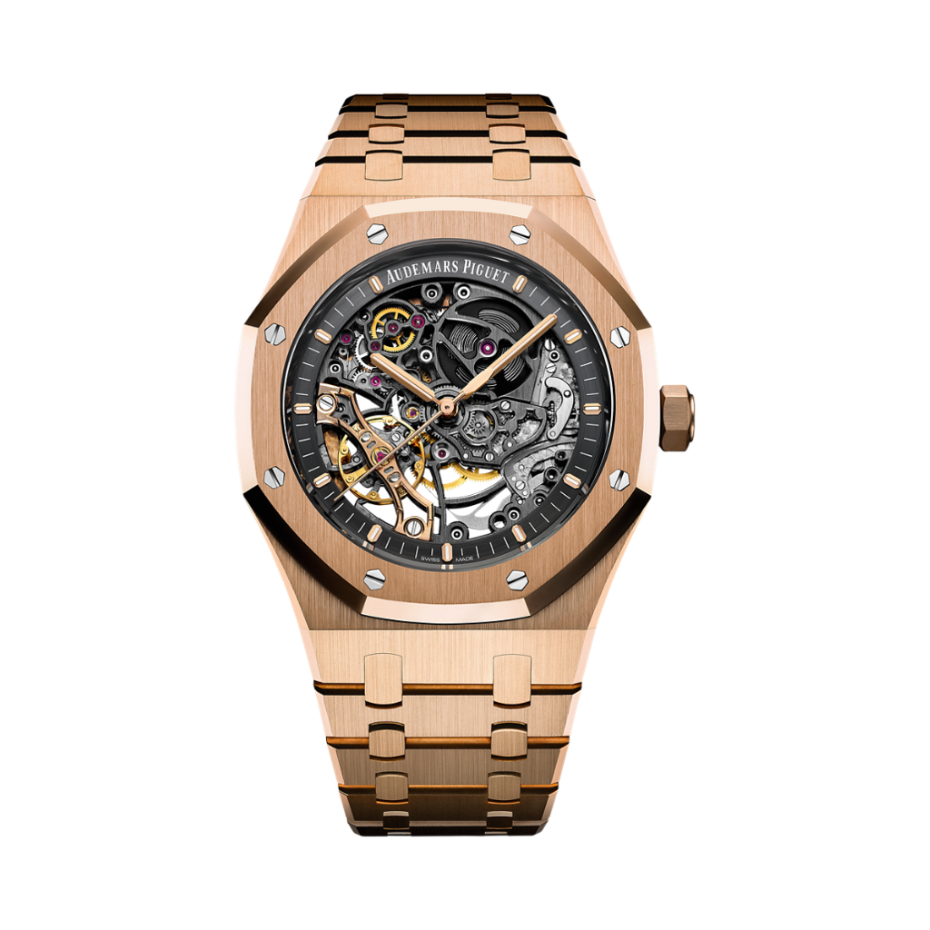 Audemars Piguet Royal Oak Double Balance Wheel Openworked 41 mm Slate Grey Dial 18-Carat Pink Gold Bracelet 15407OR.OO.1220OR.01 - WATCHXNYC