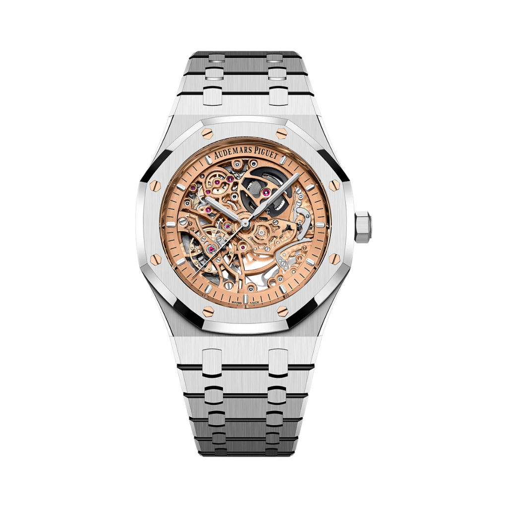 Audemars Piguet Royal Oak Double Balance Wheel Openworked 41 mm Transparent Dial Stainless Steel Bracelet 15407ST.OO.1220ST.02 - WATCHXNYC