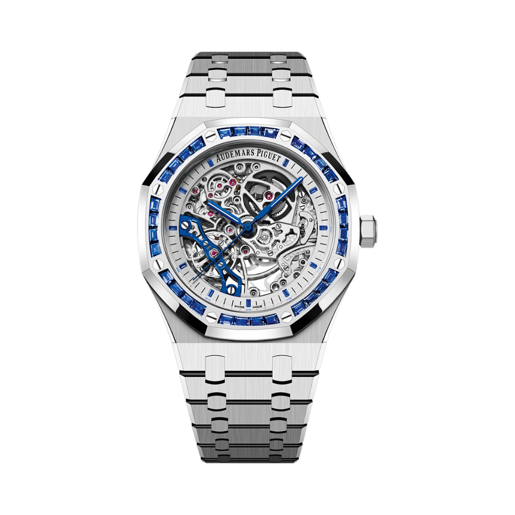 Audemars Piguet Royal Oak Double Balance Wheel Openworked 41 mm Transparent Dial with Diamonds 18-Carat White Gold Bracelet 15412BC.SS.1220BC.02 - WATCHXNYC