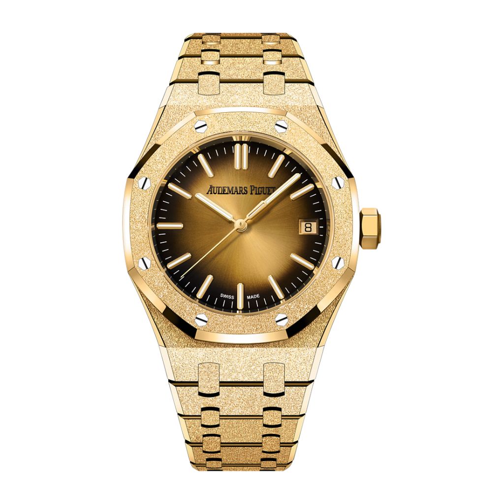 Audemars Piguet Royal Oak Frosted Gold Selfwinding 37 mm Yellow  Dial 18-Carat Yellow Gold Bracelet 15550BA.GG.1356BA.01 - WATCHXNYC