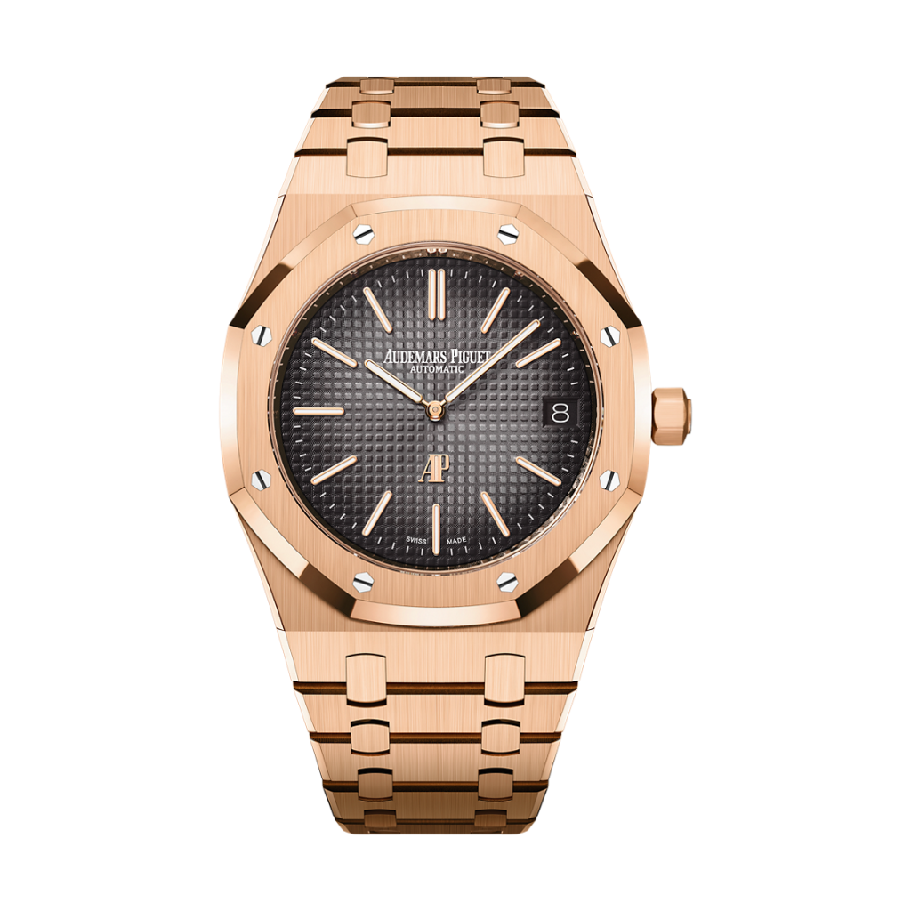Audemars Piguet Royal Oak Jumbo Extra-Thin 39 mm Grey Dial 18-Carat Pink Gold Bracelet 16202OR.OO.1240OR.02 - WATCHXNYC