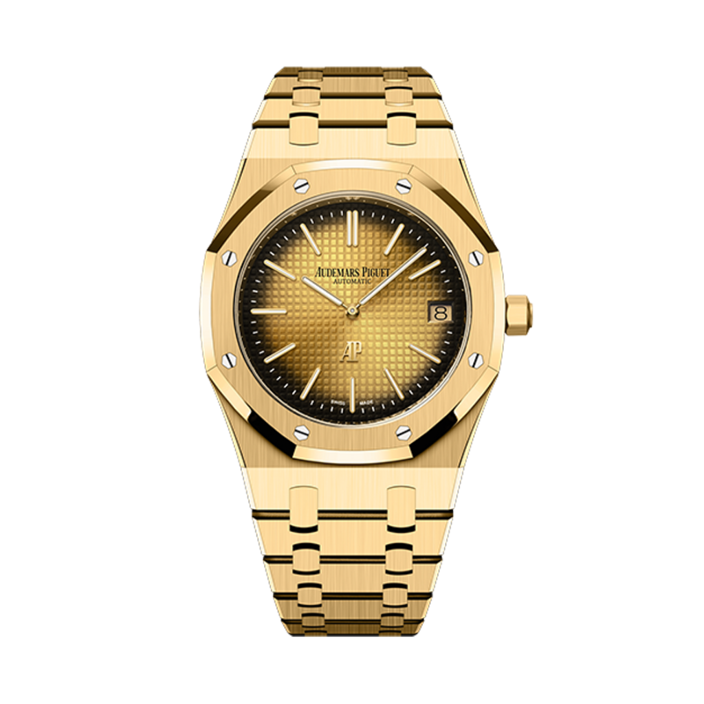 Audemars Piguet Royal Oak Jumbo Extra-Thin 39 mm Yellow  Dial 18-Carat Yellow Gold Bracelet 16202BA.OO.1240BA.02 - WATCHXNYC