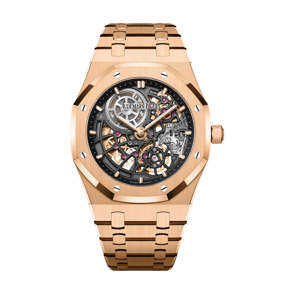 Audemars Piguet Royal Oak Jumbo Extra-Thin Openworked 39 mm Slate Grey Dial 18-Carat Pink Gold Bracelet 16204OR.OO.1240OR.03 - WATCHXNYC