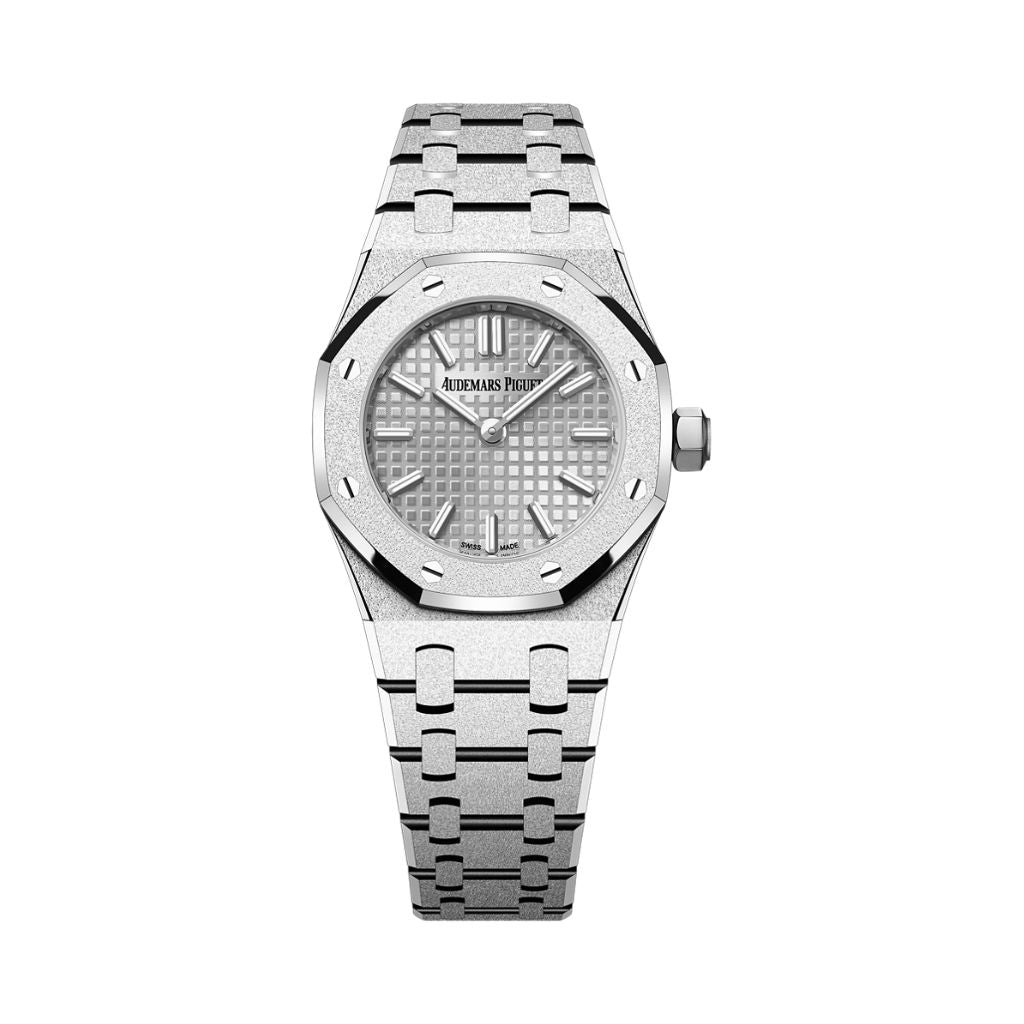 Audemars Piguet Royal Oak Mini Frosted Gold Quartz 23 mm White Dial 18-Carat White Gold Bracelet 67630BC.GG.1312BC.01 - WATCHXNYC