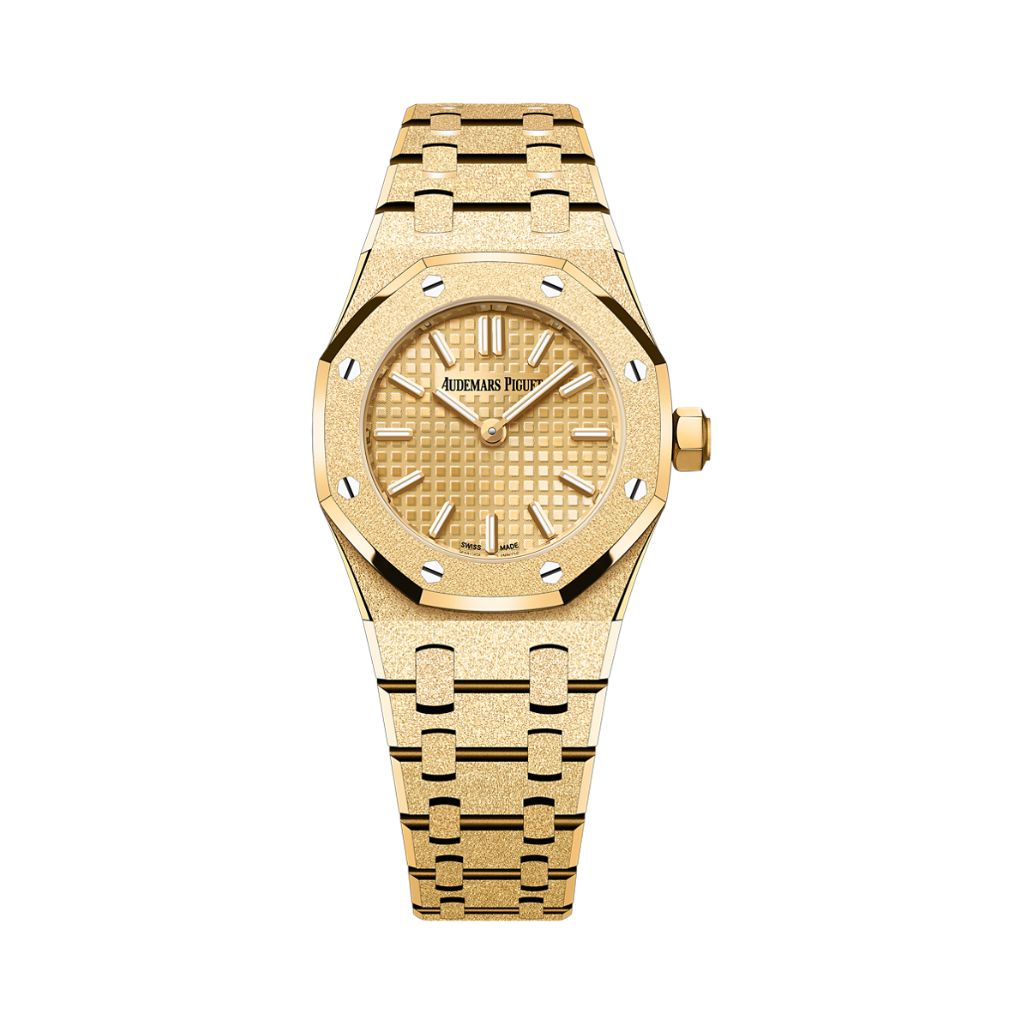 Audemars Piguet Royal Oak Mini Frosted Gold Quartz 23 mm Yellow Dial 18-Carat Yellow Gold Bracelet 67630BA.GG.1312BA.01 - WATCHXNYC
