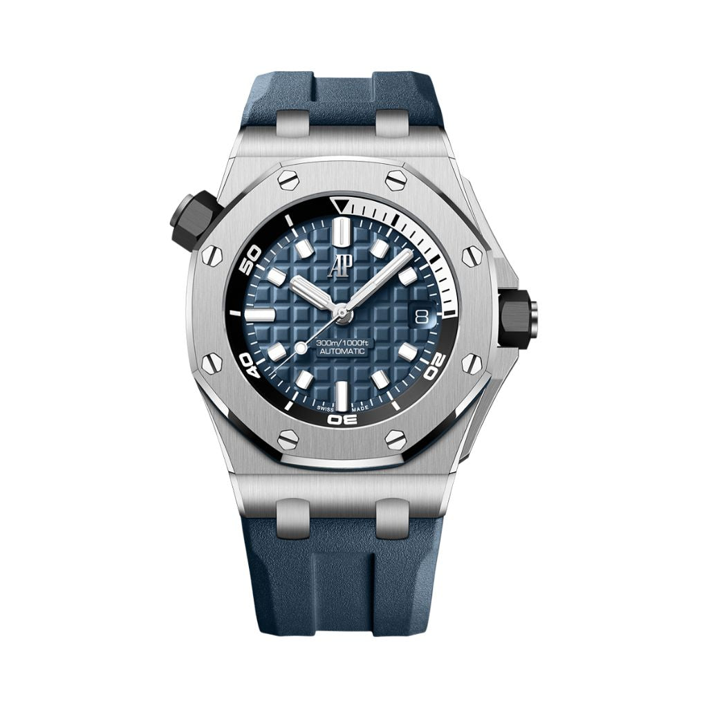 Audemars Piguet Royal Oak Offshore Diver 42 mm Blue Dial Stainless Steel Rubber Strap 15720ST.OO.A027CA.01 - WATCHXNYC