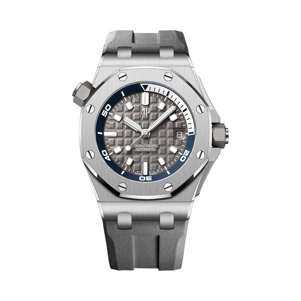 Audemars Piguet Royal Oak Offshore Diver 42 mm Grey Dial Stainless Steel Rubber Strap 15720ST.OO.A009CA.01 - WATCHXNYC
