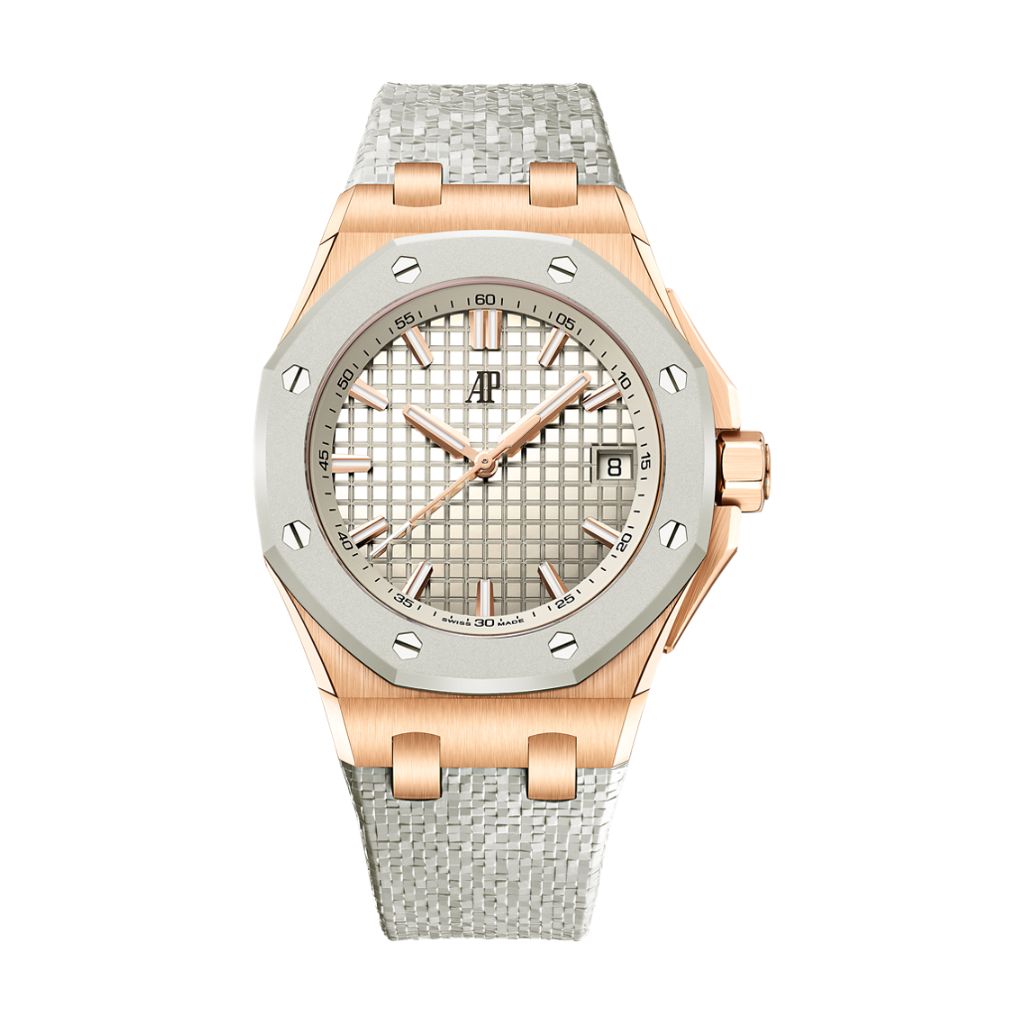 Audemars Piguet Royal Oak Offshore Selfwinding 37 mm Ivory Dial 18-Carat Pink Gold Strap 77605OK.OO.A101CA.01 - WATCHXNYC