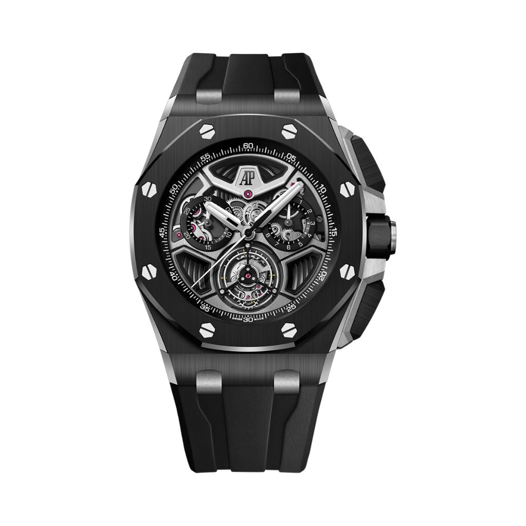 Audemars Piguet Royal Oak Offshore Selfwinding Tourbillon Chronograph 43 mm Black Dial Ceramic Rubber Strap 26622CE.OO.D002CA.01 - WATCHXNYC