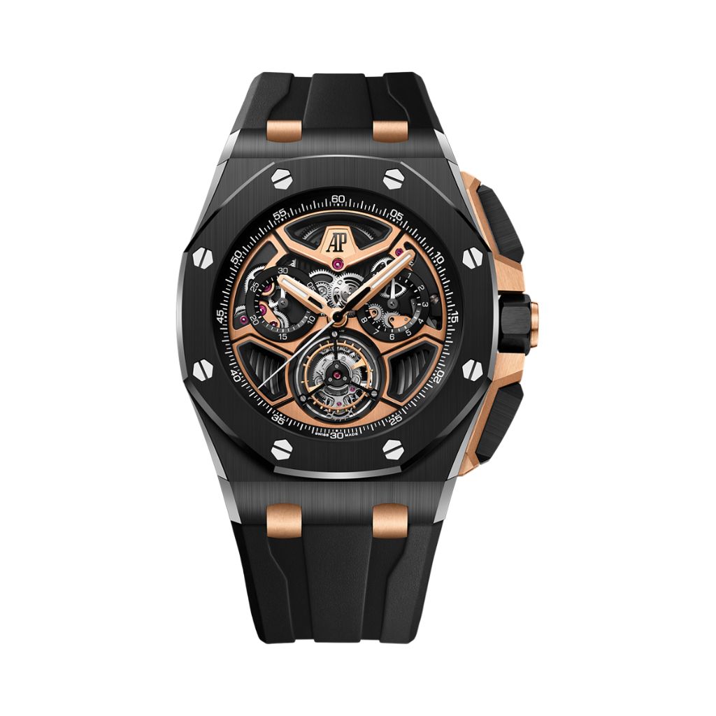 Audemars Piguet Royal Oak Offshore Selfwinding Tourbillon Chronograph 43 mm Black Dial Ceramic Rubber Strap 26622CE.OO.D002CA.02 - WATCHXNYC