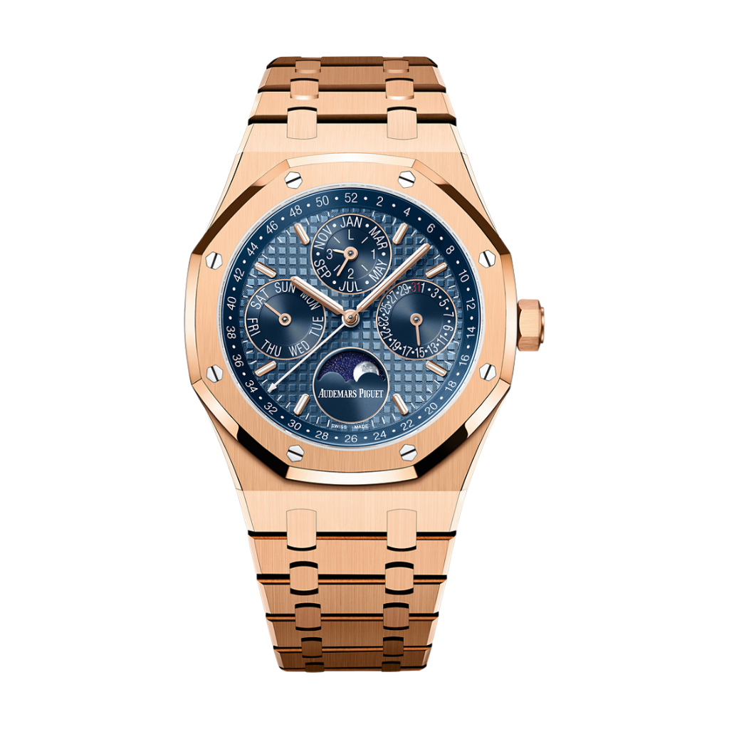 Audemars Piguet Royal Oak Perpetual Calendar 41 mm Blue  Dial 18-Carat Pink Gold Bracelet 26574OR.OO.1220OR.03 - WATCHXNYC