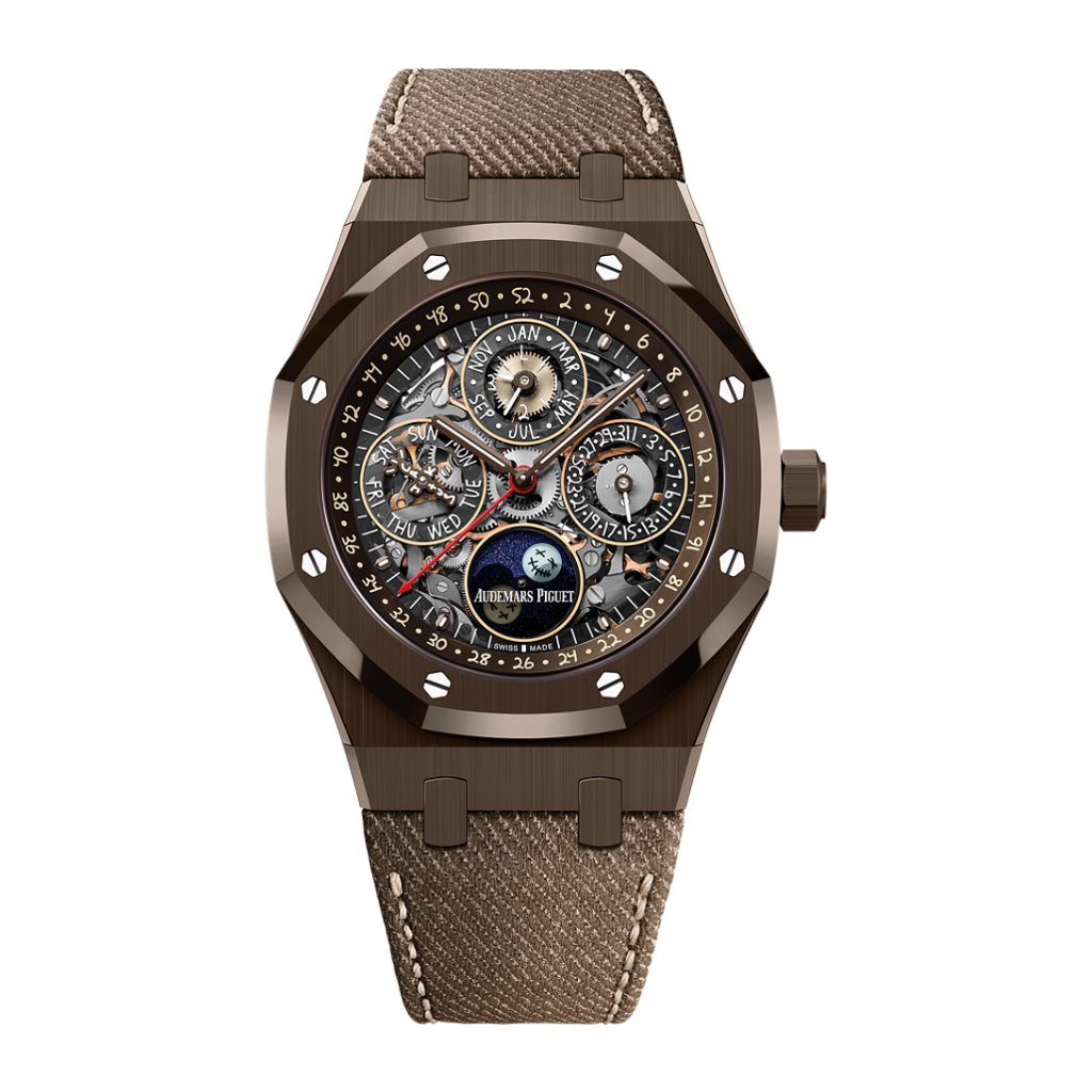 Audemars Piguet Royal Oak Perpetual Calendar Openworked "Cactus Jack" 41 mm Transparent Dial Brown Ceramic   Strap 26585CM.OO.D301VE.01 - WATCHXNYC