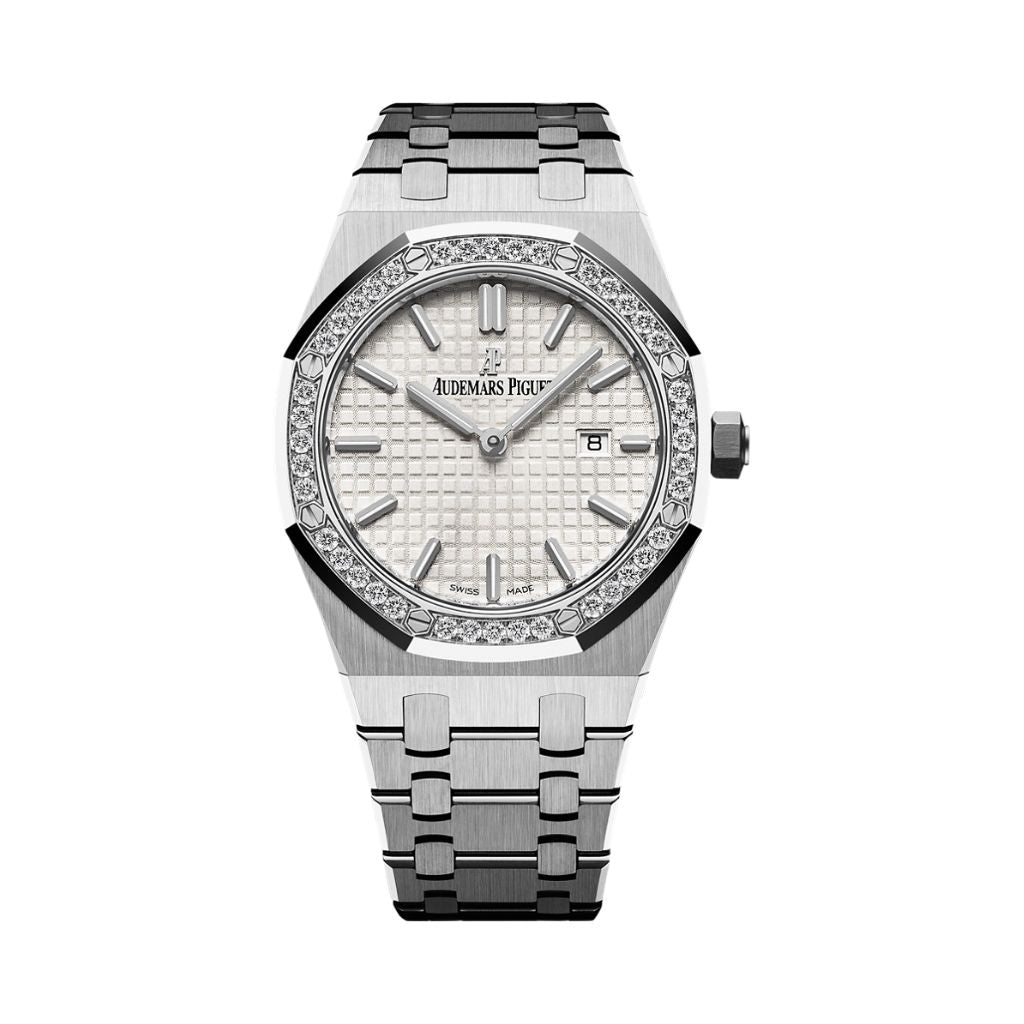 Audemars Piguet Royal Oak Quartz 33 mm Silver Dial with Diamonds Stainless Steel Bracelet 67651ST.ZZ.1261ST.01 - WATCHXNYC